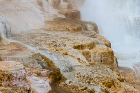 Close up of Palette Spring, Yellowstone National Park, Wyoming, USAの写真素材
