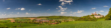 Beautiful hillscape at castle Ronneburg, Wetterau, Hesse, Germanyの写真素材