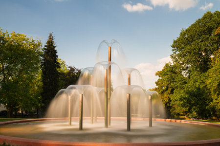Fountain at park Bad Homburg, Hesse, Germanyの写真素材