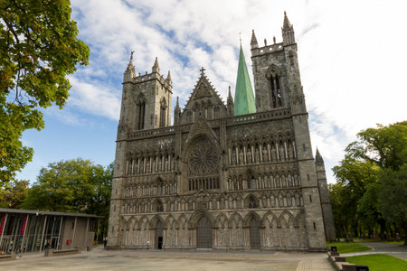 Nidaros cathedral of Trondheim - the northernmost medieval cathedral in the world, Norwayの写真素材