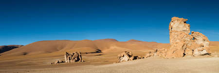 Panorama at Monjes de la Packana in the early morning light, Atacama desert, Chileの写真素材