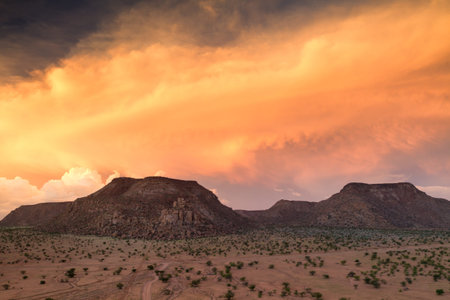 Beautiful sunset over Damaraland, Namibia, Africaの写真素材