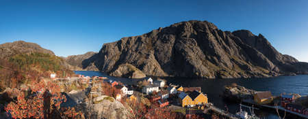 Fishing village of Nusfjord, Lofoten, Norwayのeditorial素材