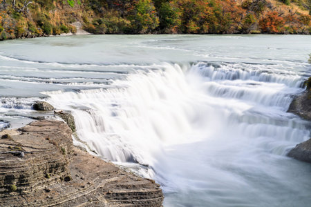 Cascada del Rio Paine at Torres del Paine National Park, Patagonia, Chileの写真素材