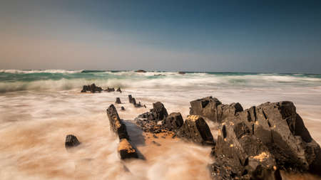 Waves at Praia do Castelejo - long eposure version, Sagres, Algarve, Portugalの写真素材