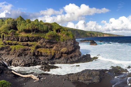 Black sand beack on Maui, Hawaii