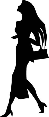 silhouette of a young girlのイラスト素材