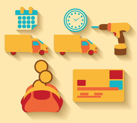 Flat design Logistic and cargo iconsのイラスト素材