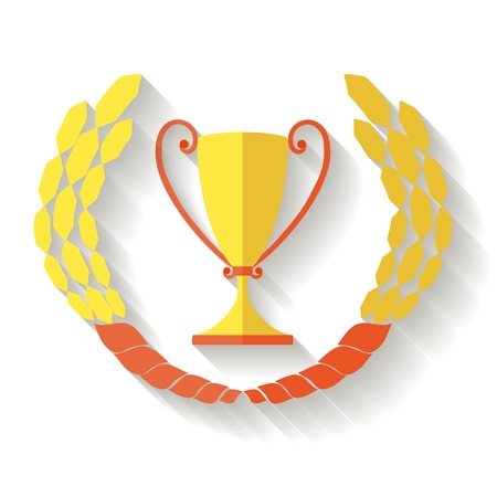 Trophy Cup Flat Icon with Long Shadowのイラスト素材