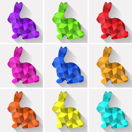 Flat design polygon of golden Easter Bunny illustration のイラスト素材