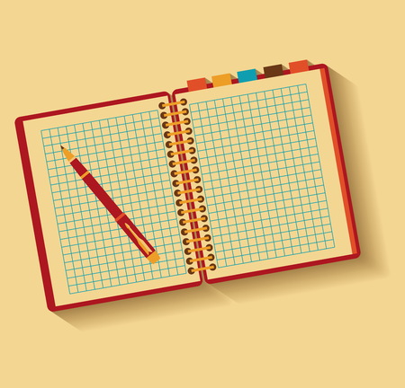 Notebook and pen. Flat design.のイラスト素材