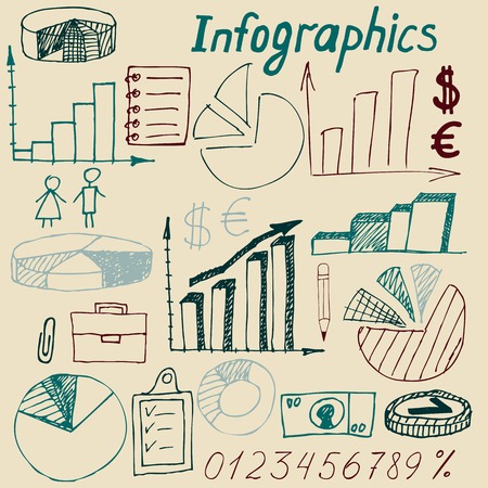 Set of doodle business management infographics elementsのイラスト素材
