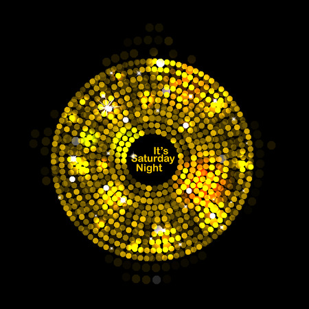 Vector illustration of abstract gold disco lights frameのイラスト素材