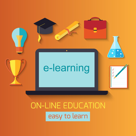 Flat design concept for online education. Concepts for web banners.のイラスト素材