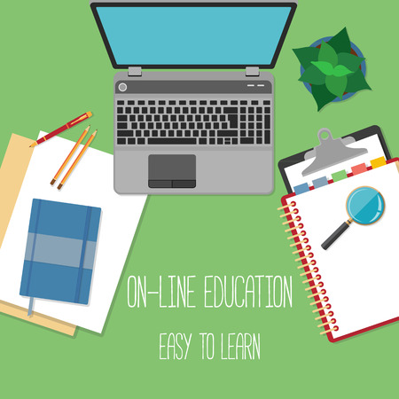 Flat design concept for online education. Concepts for web banners.のイラスト素材