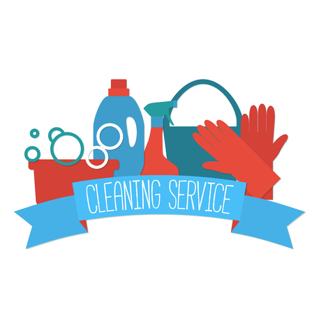 Flat design for cleaning service isolated on white.のイラスト素材