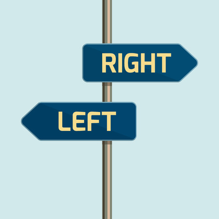 Flat design icon of directional arrow road sign. Metaphor for a flexible customer service. Vector illustration.のイラスト素材
