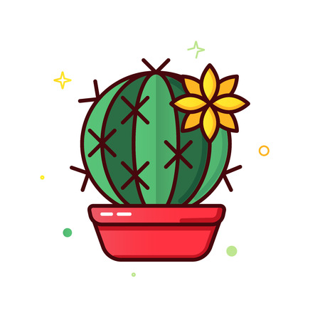 Line color icons of cactusのイラスト素材