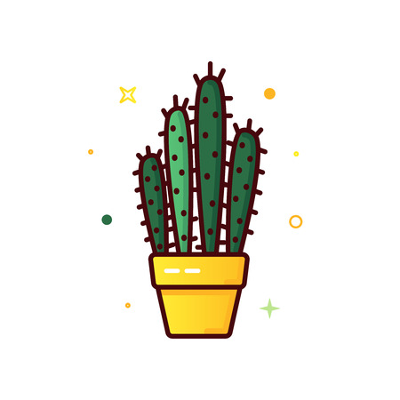 Color line vector icon of cactusのイラスト素材