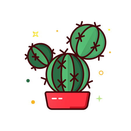 Color line vector icon of cactusのイラスト素材