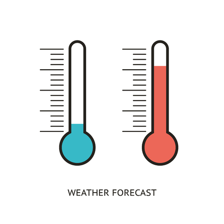 Flat design icons of thermometer