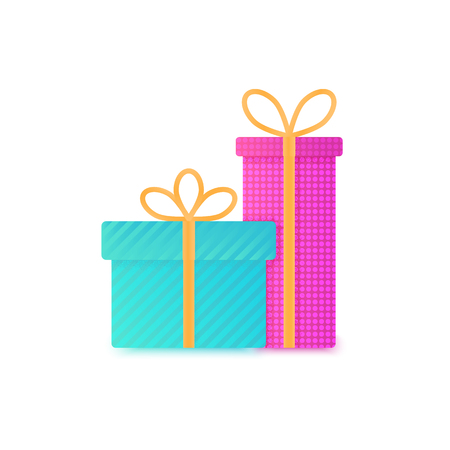 Gift boxes color vector icon, wish list conceptのイラスト素材