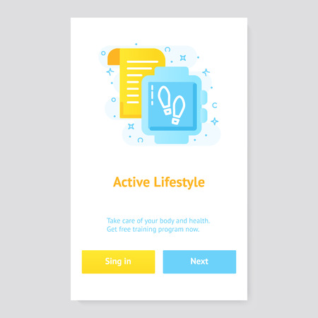 Healthy lifestyle banner concept with fitness trackerのイラスト素材