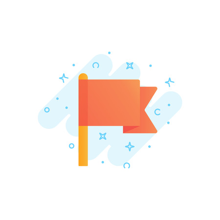 Flat vector icon of red flag. Symbol for winners, champions, leadership, top success. Symbol for logo, label, game, app designのイラスト素材