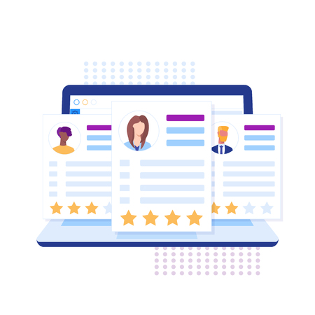 Modern flat design concept of recruiting. Website header of landing page template. Employer, businessman resources, hr job presentation. Vector illustrationのイラスト素材