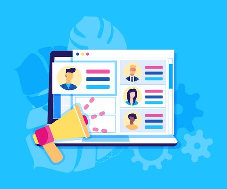 Modern flat design concept of banner for recruiting. Website header of landing page template. Employer, businessman resources, hr job presentation. Vector illustrationのイラスト素材