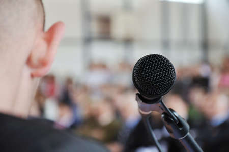 Microphone on the stage and auditoriumの写真素材