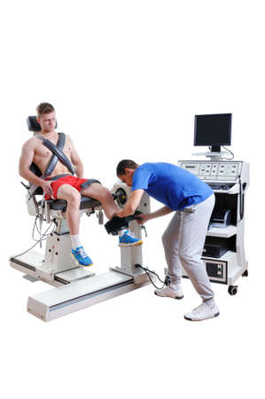 Sports Scientist doing Performance Assessment. Modern Technology.の写真素材