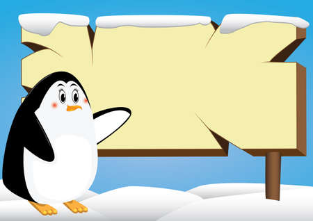 penguin and signboard show indexのイラスト素材