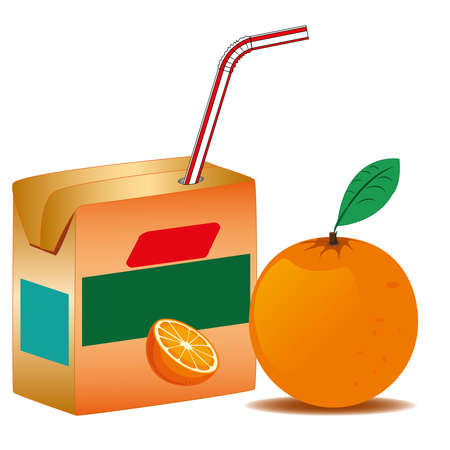 orange juice in paper boxのイラスト素材
