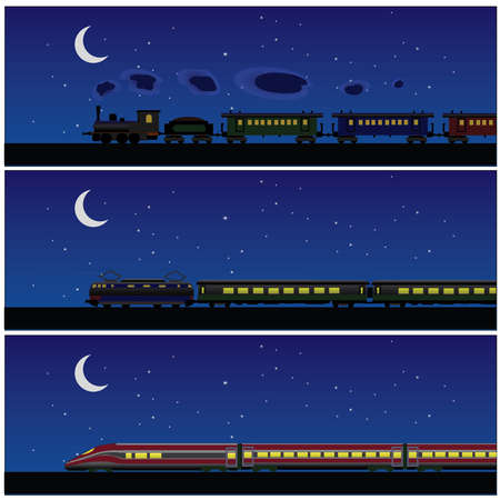 banner train history nightのイラスト素材