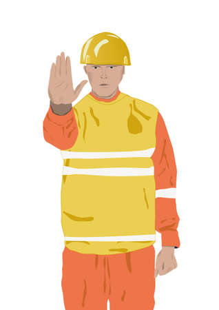 worker say alt stop with handのイラスト素材