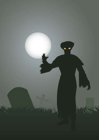 gost in cemetery halloweenのイラスト素材