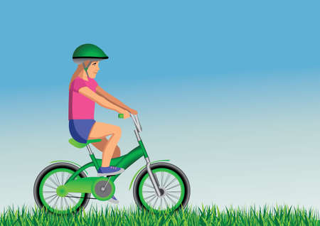 ecologist girl on bikeのイラスト素材