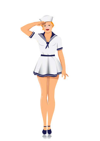 sexy Sailor make military saluteのイラスト素材