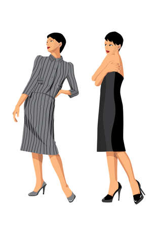 moda fashion dress and beautiful modelsのイラスト素材