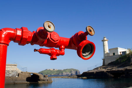 ventotene harbor and water intakeの写真素材