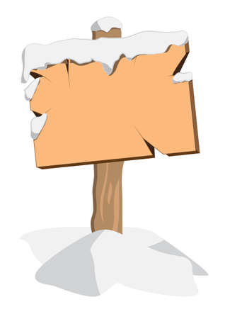 wooden signboard with snowのイラスト素材