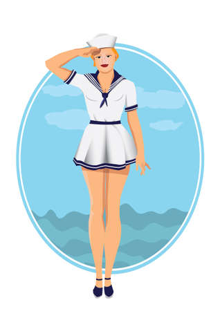 sexy Sailor make military saluteのイラスト素材