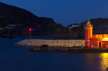 lighthouse at nightの写真素材