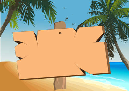 signboard in tropical beachのイラスト素材