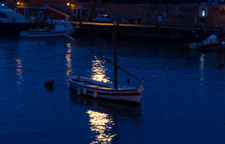 boat harbor in Ponzaの写真素材