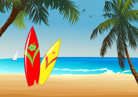 surf on beachのイラスト素材