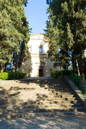 florence italy monastery of San Salvador to the mountain to the church crossesの写真素材