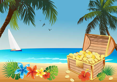 treasure in the tropical islandのイラスト素材