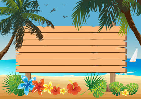 signboard on the beachのイラスト素材